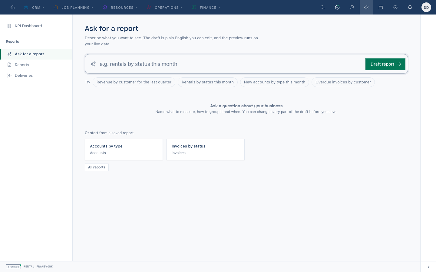 Ask for a report with a draft and preview